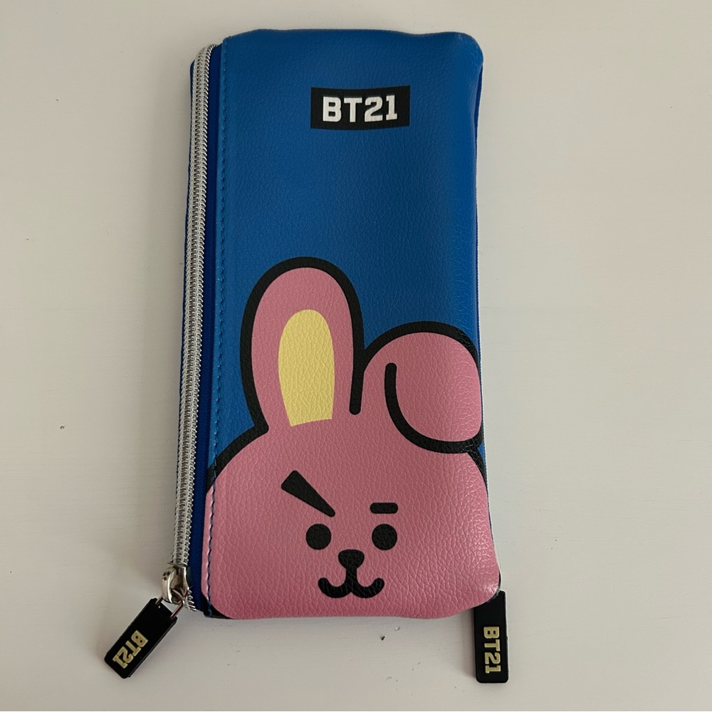 BT21 Cooky Pen Pencil Pouch Case Zip Face
